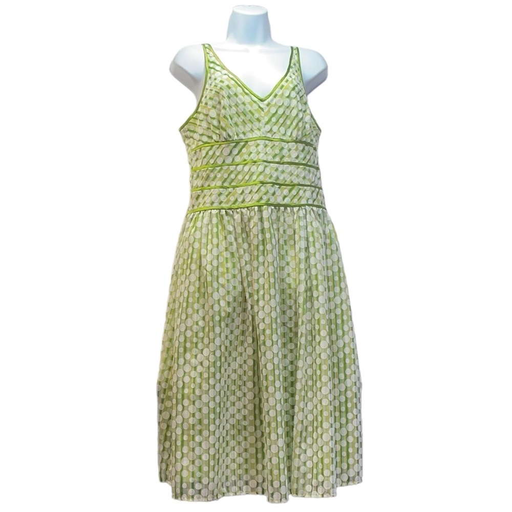 Amanda Lane‎ Retro Lime Green Polka Dot Summer Dress Size 10